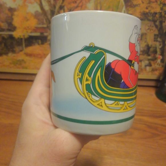 Vtg 80s 🔥 🦌 🎄 Coffee Mug ☕ 💕 Love Mug Santa Claus Reindeer Christmas Rare 💎 - Picture 3 of 8